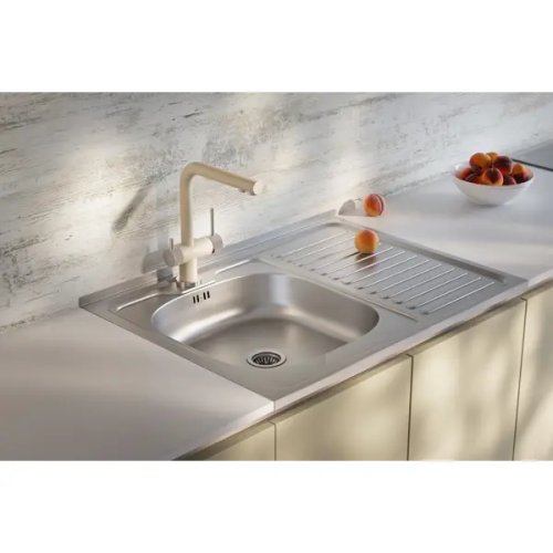Мойка для кухни накладная левая с крылом Kromrus S-220 60x80 см глубина чаши 14 см нержавеющая сталь