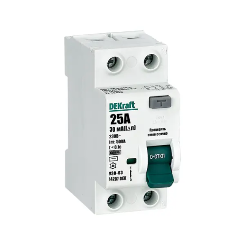 УЗО Dekraft 2P 25 A 30 мА 6 кА AC 14207DEK