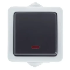Выключатель проходной накладной LK Studio Aqua 1 клавиша с подсветкой IP54 цвет серый