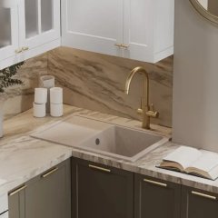 Мойка для кухни врезная с крылом Dr.Gans Техно 65x51 см глубина чаши 20 см мрамор цвет дюна