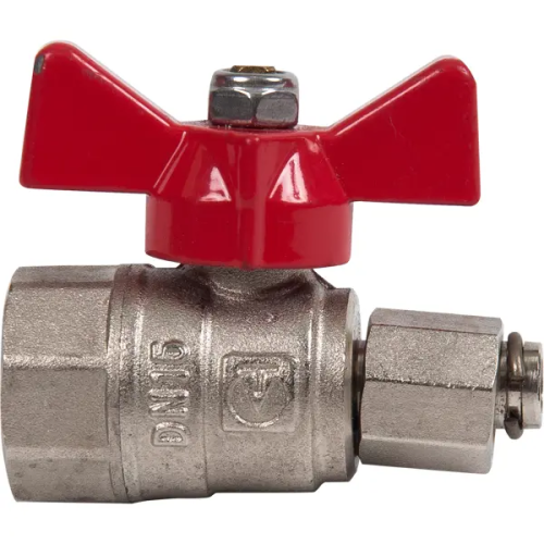 Кран шаровой прямой Valtec DN16 PN16 1/2"x1/4" ВР латунь ручка бабочка