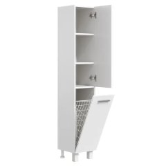 Пенал для ванной с корзиной для белья Мини напольный 180x30 см цвет белый