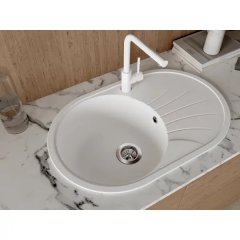 Мойка для кухни врезная с крылом Dr.gans Арена 76x49 см глубина чаши 20 см мрамор цвет белый