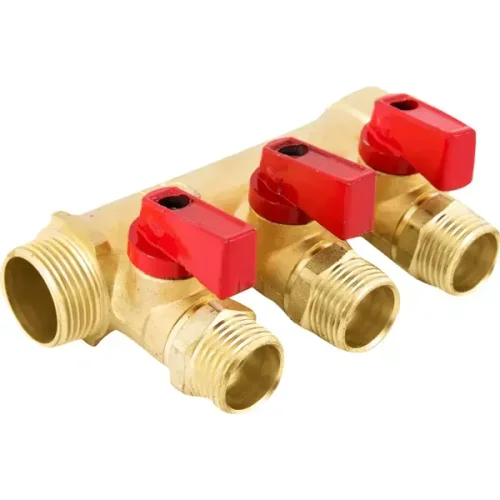 Коллектор Aquabeam с 3 шаровыми кранами 3/4"x1/2" НР латунь