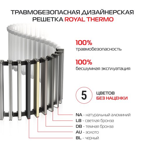 Конвектор внутрипольный Royal Thermo ATRIUM TURBO-110/250/2500-DG-U-BL