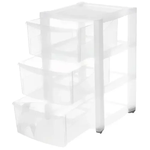 Комод на колесах 3 ящика 37x60x39 см пластик цвет прозрачный