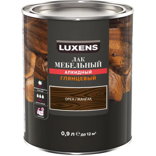 Лак для мебели Luxens алкидный цвет орех глянцевый 0.9 л