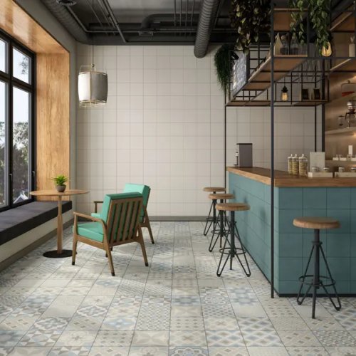Глазурованный керамогранит Нейтральный Бирюзовый 20x20 см 0.88 м² матовый цвет зеленый