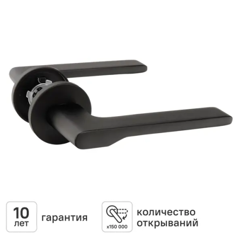 Дверная ручка на розетке KREAFORTA Вихра без запирания цвет черный