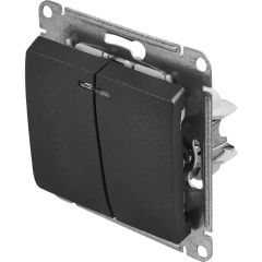 Выключатель встраиваемый Systeme Electric Glossa 2 клавиши с подсветкой цвет антрацит GSL000753