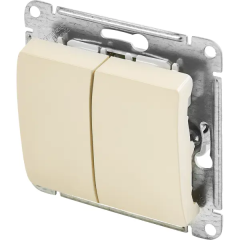 Выключатель проходной встраиваемый Systeme Electric Glossa 2 клавиши цвет бежевый GSL000265
