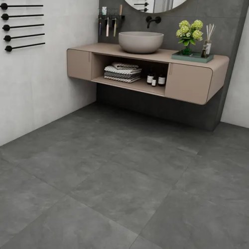 Керамогранит Duna Cemento Grafito 60x60 матовый цвет темно-серый 1.44 м²