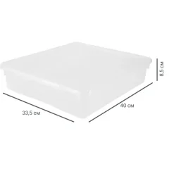 Ящик Кристалл 40x8.5x33.5 см 9 л пластик с крышкой цвет прозрачный