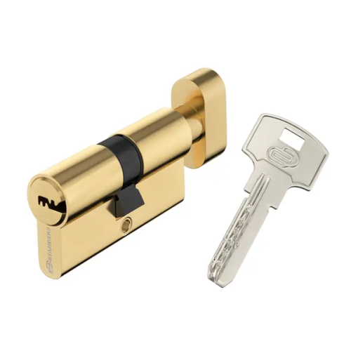 Цилиндр Standers TTAL1-3030NBGD, 30x30 мм, ключ/вертушка, цвет латунь